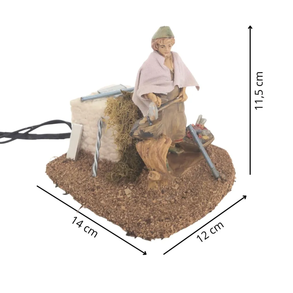 Animated 10 cm PVC Blacksmith with Fire
