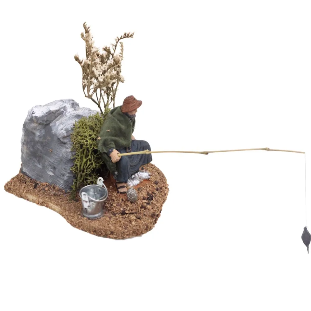 Animated 10 cm PVC Oliver Seated Fisherman