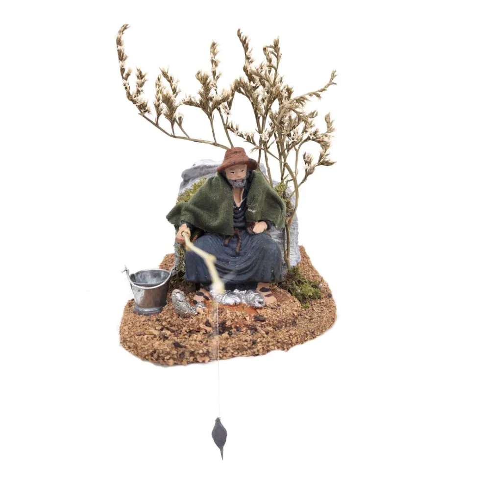 Animated 10 cm PVC Oliver Seated Fisherman