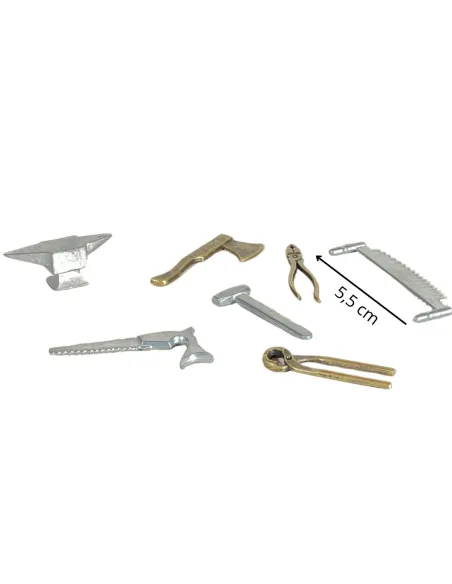 Set 7 attrezzi da lavoro in ferro per statue da 15-20 cm