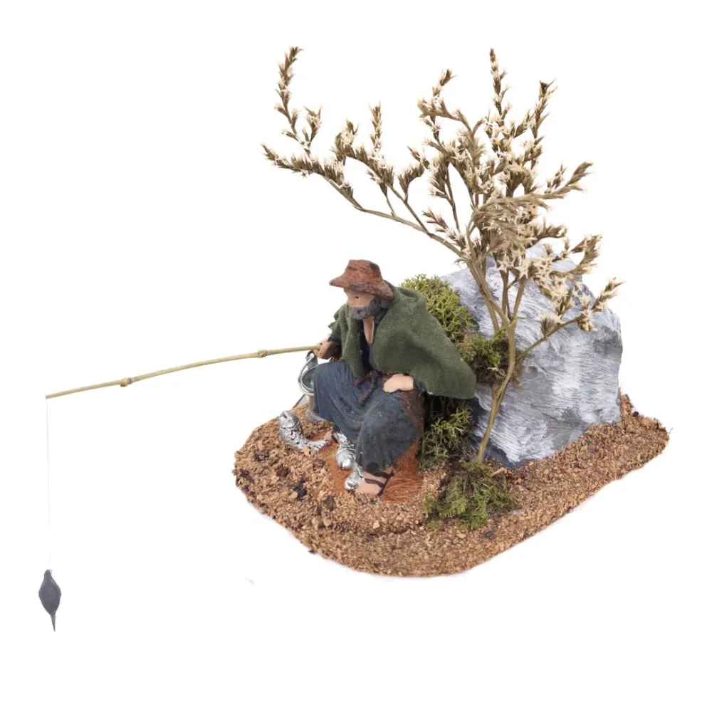 Animated 10 cm PVC Oliver Seated Fisherman