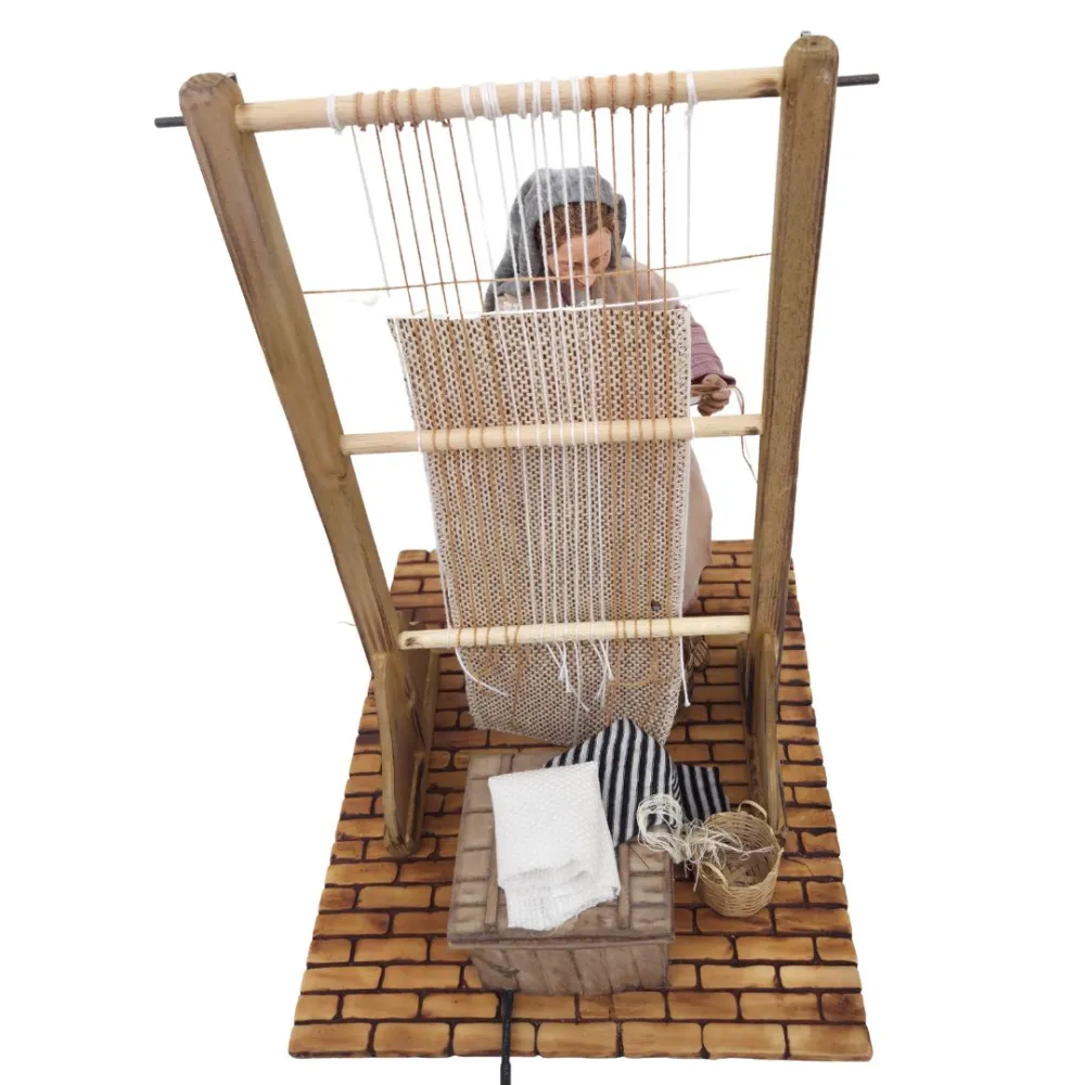 Animated Palestinian Weaver at a Vertical Loom - 30 cm