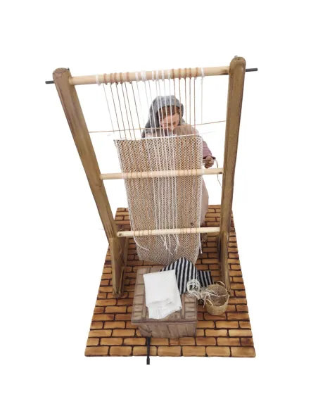 Animated Palestinian Weaver at a Vertical Loom - 30 cm