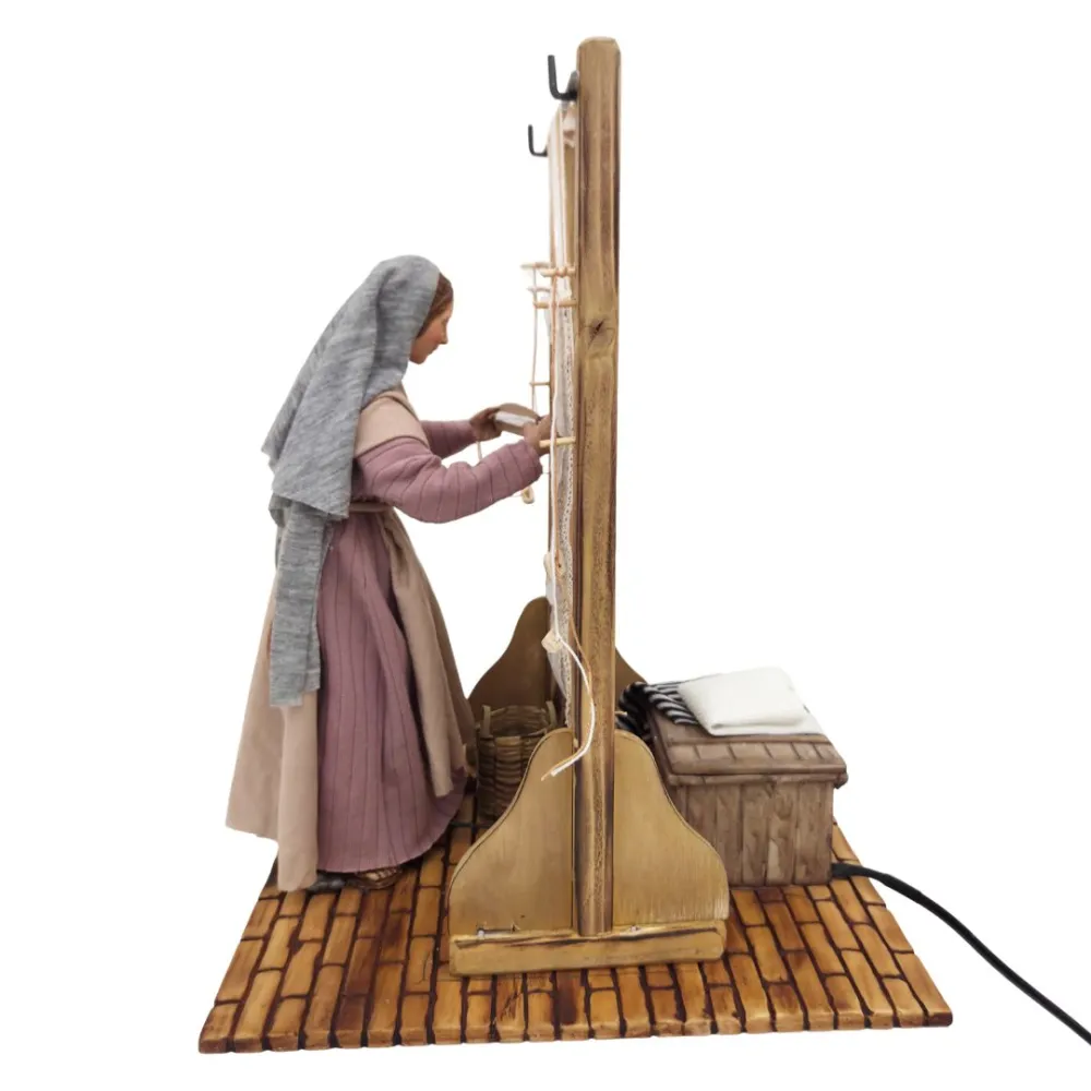 Animated Palestinian Weaver at a Vertical Loom - 30 cm