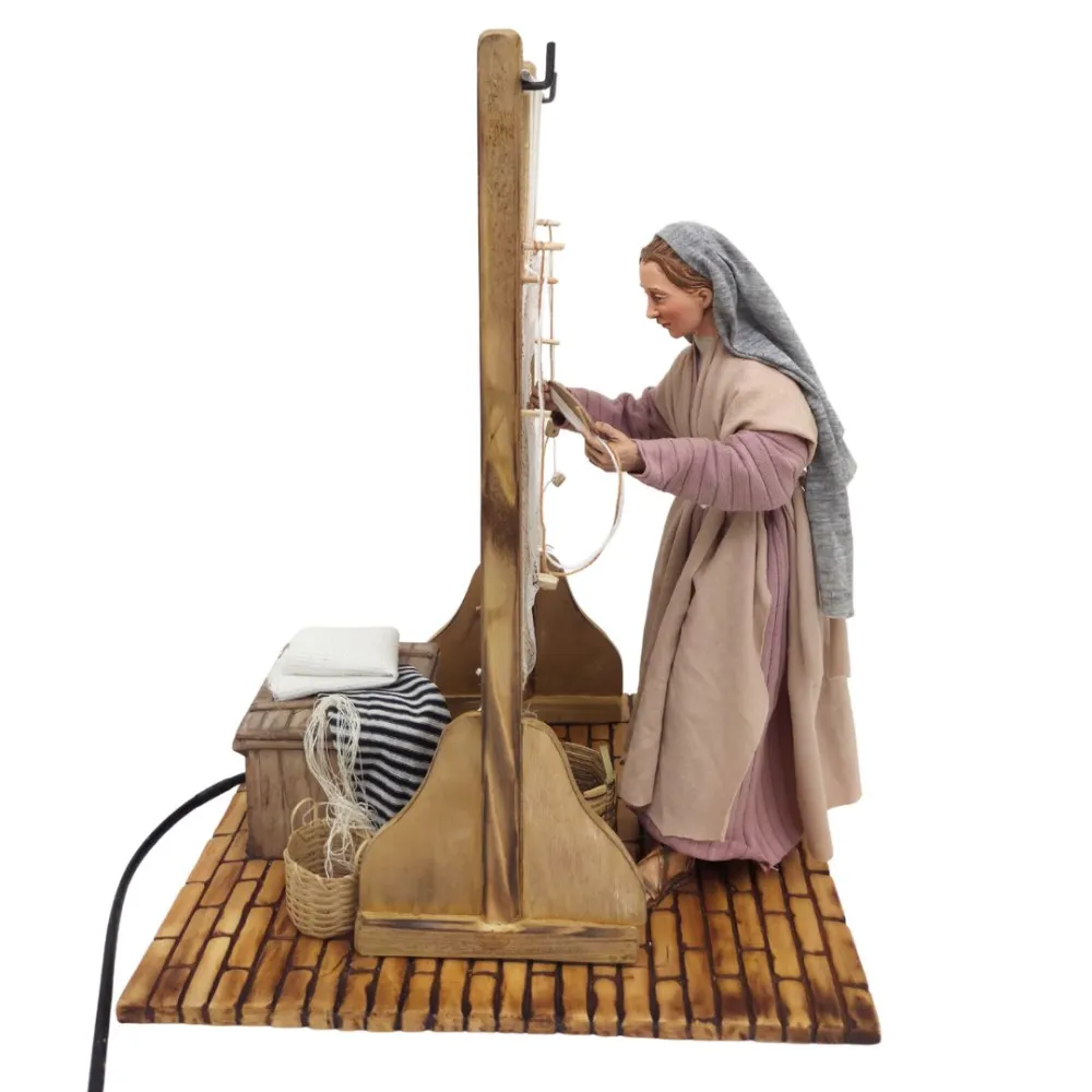 Animated Palestinian Weaver at a Vertical Loom - 30 cm