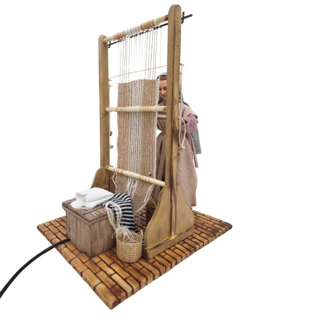 Animated Palestinian Weaver at a Vertical Loom - 30 cm