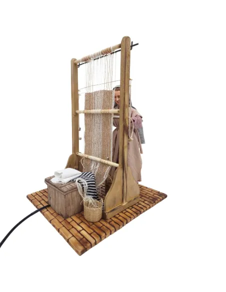 Animated Palestinian Weaver at a Vertical Loom - 30 cm