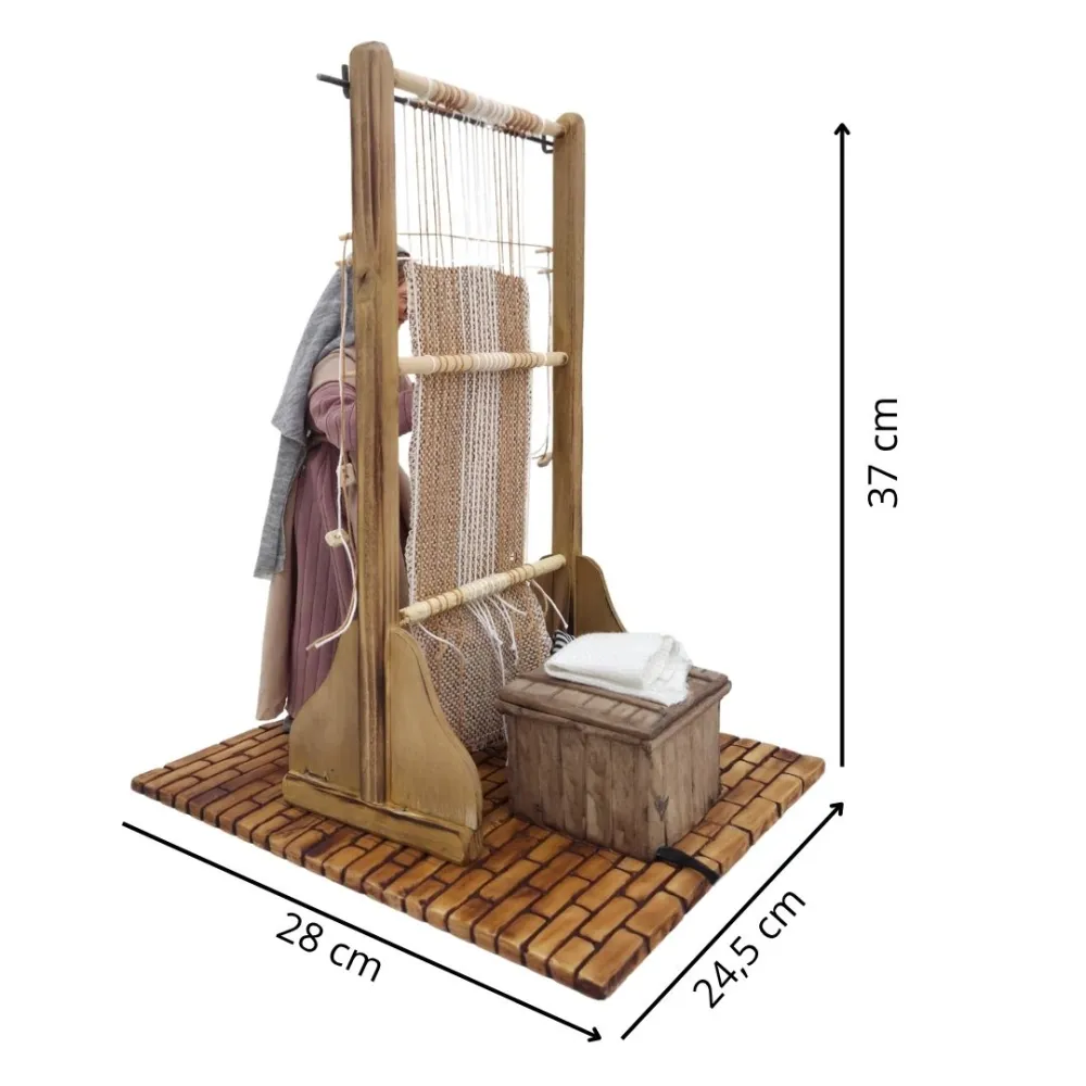 Animated Palestinian Weaver at a Vertical Loom - 30 cm