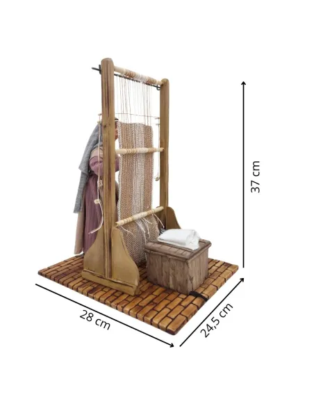 Animated Palestinian Weaver at a Vertical Loom - 30 cm
