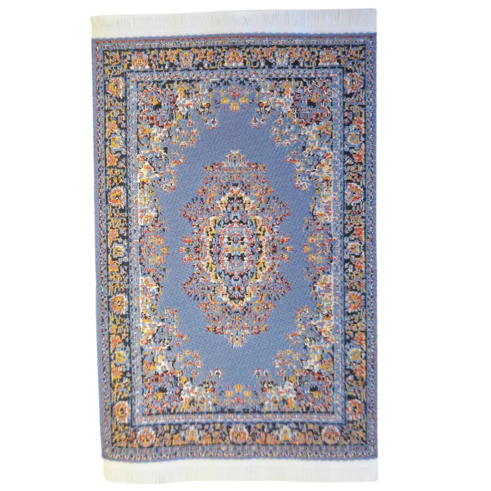 Blue and Gold Ornamental Rug 8×14 cm for 10–30 cm Nativity Figures