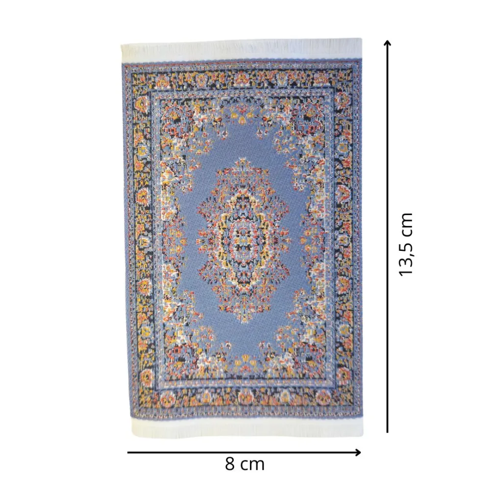 Blue and Gold Ornamental Rug 8×14 cm for 10–30 cm Nativity Figures