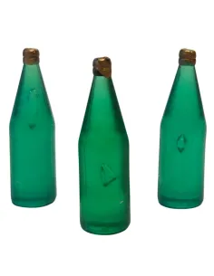Set of 3 Short-Neck Green Bottles, for 30 cm Nativity Figures