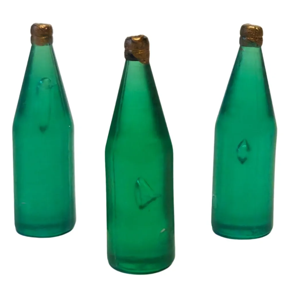 Set of 3 Short-Neck Green Bottles, for 30 cm Nativity Figures