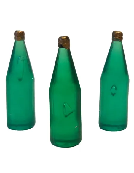 Set 3 bottiglie verdi a collo corto per statue da 30 cm