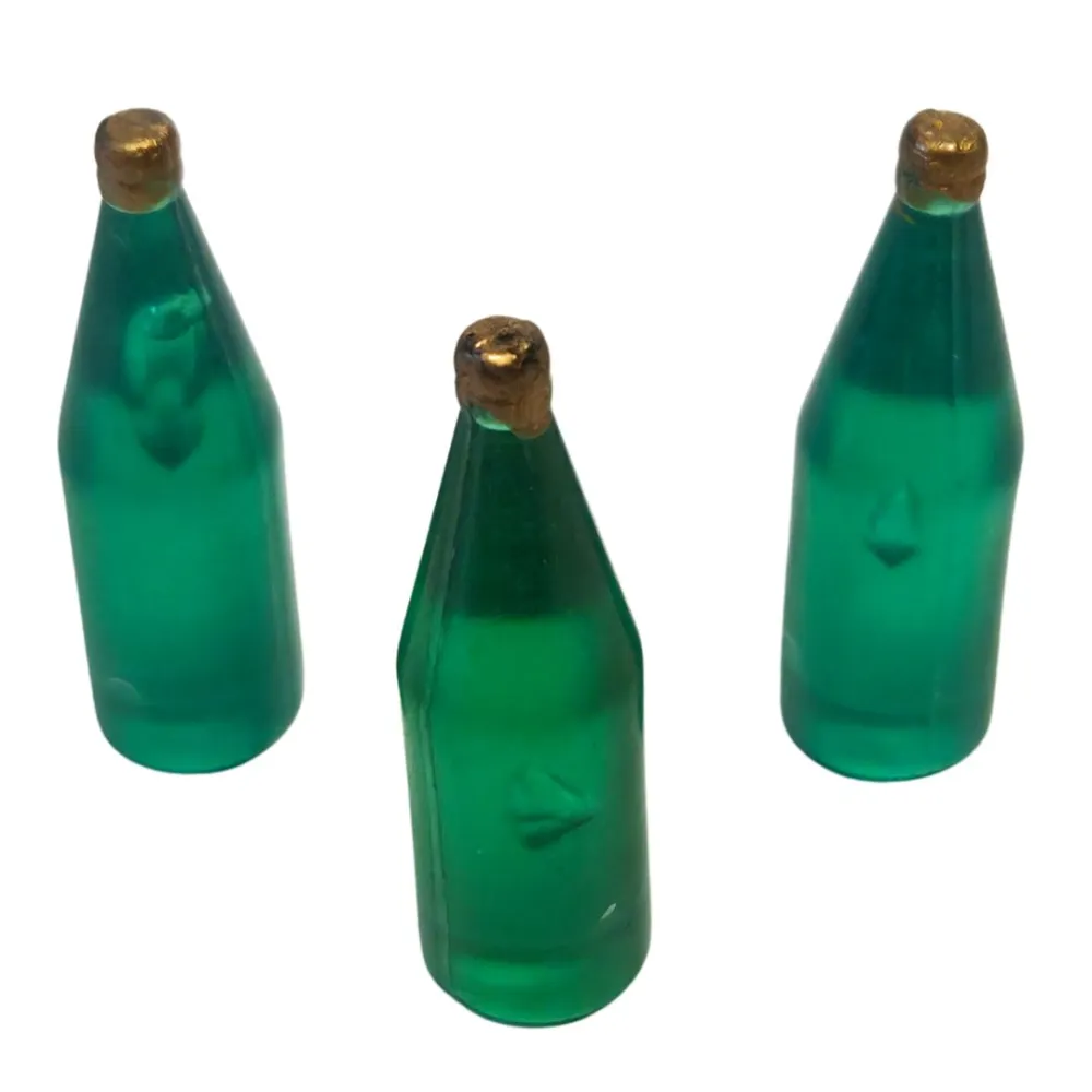Set of 3 Short-Neck Green Bottles, for 30 cm Nativity Figures