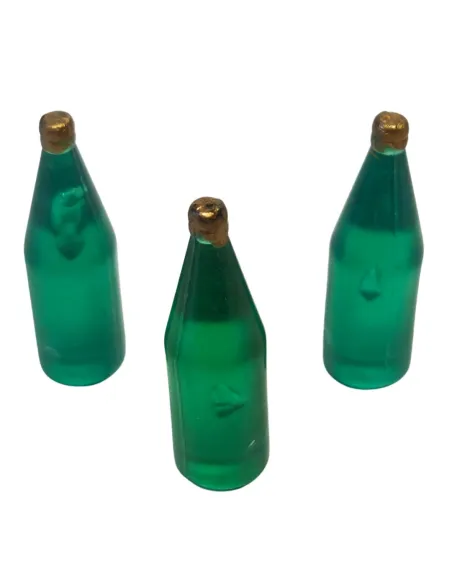 Set 3 bottiglie verdi a collo corto per statue da 30 cm