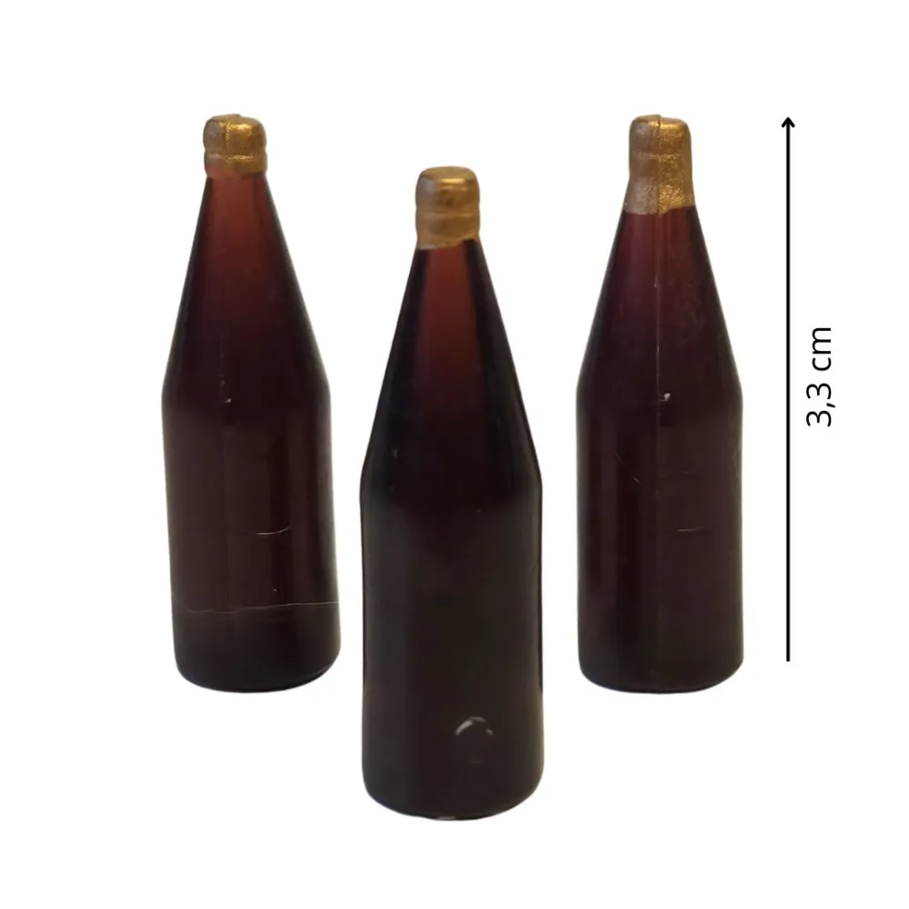 Set of 3 Short-Neck Brown Bottles, for 30 cm Nativity Figures