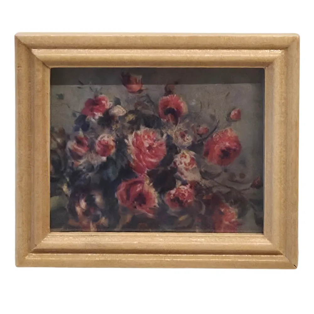 Framed Flower Painting 4,7×5,7 cm for 12–20 cm Nativity Figures