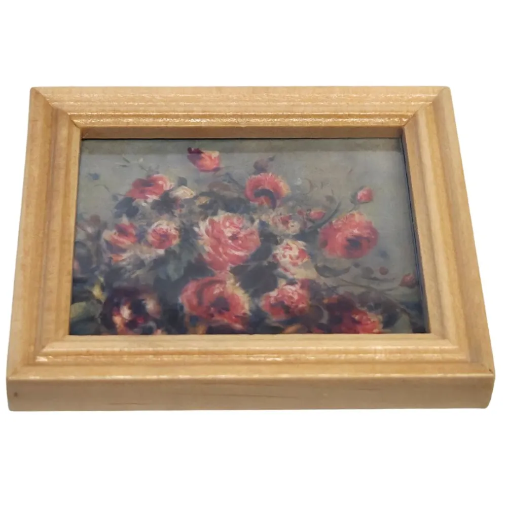 Framed Flower Painting 4,7×5,7 cm for 12–20 cm Nativity Figures