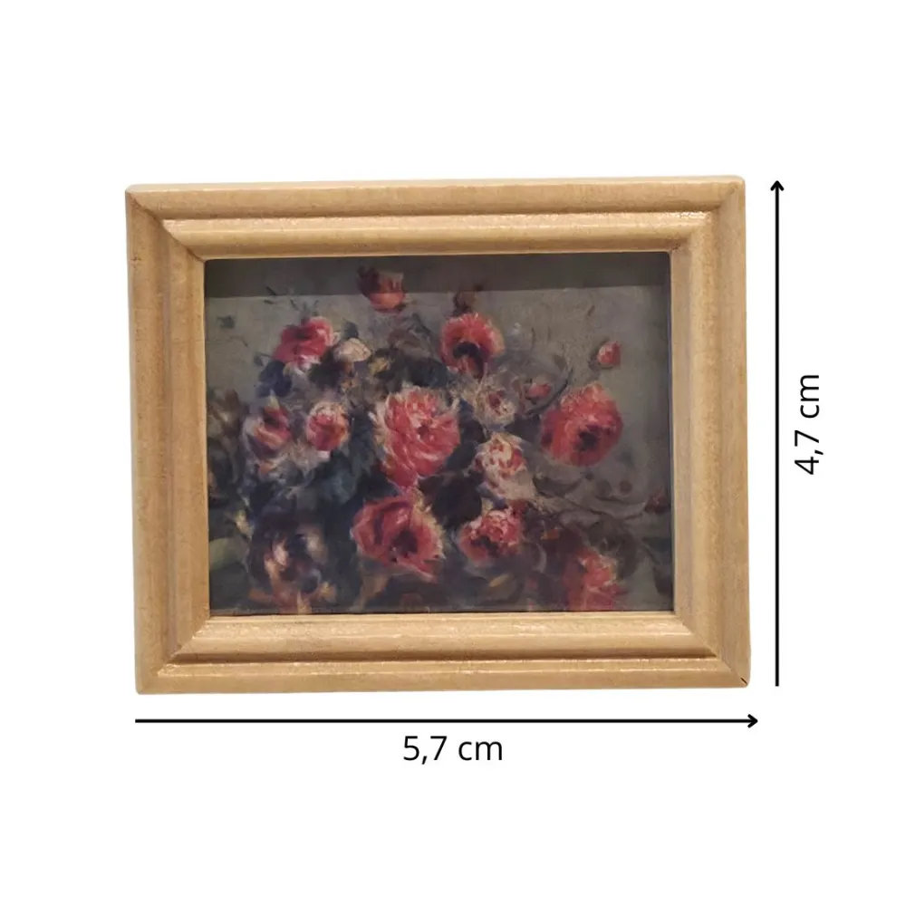 Framed Flower Painting 4,7×5,7 cm for 12–20 cm Nativity Figures
