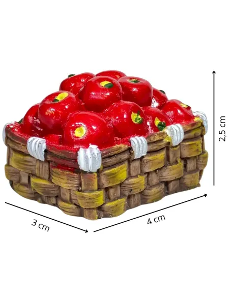 Cesta con pomodori in resina per statue da 15-20 cm