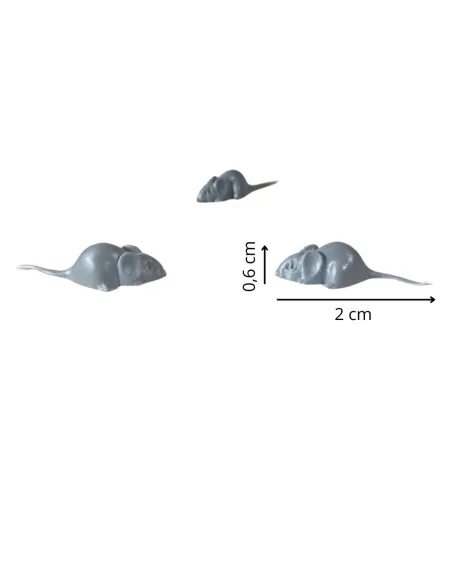Set 3 topi in pvc per statue da 10-15 cm