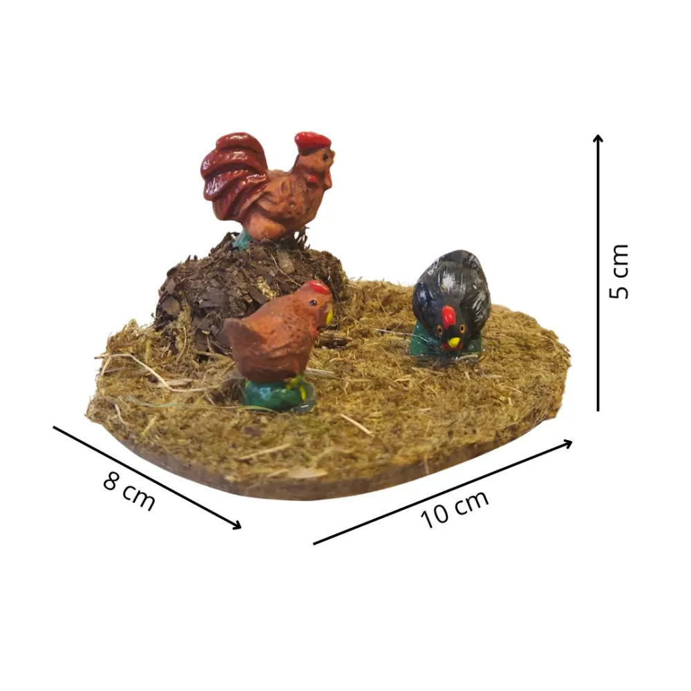 Assorted Resin Rooster and Hens, for 10–12 cm Nativity Figures
