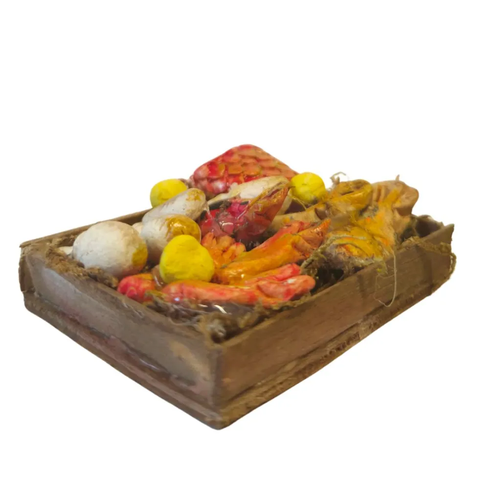 Wooden Crate with Assorted Seafood, for 25–30 cm Nativity Figures