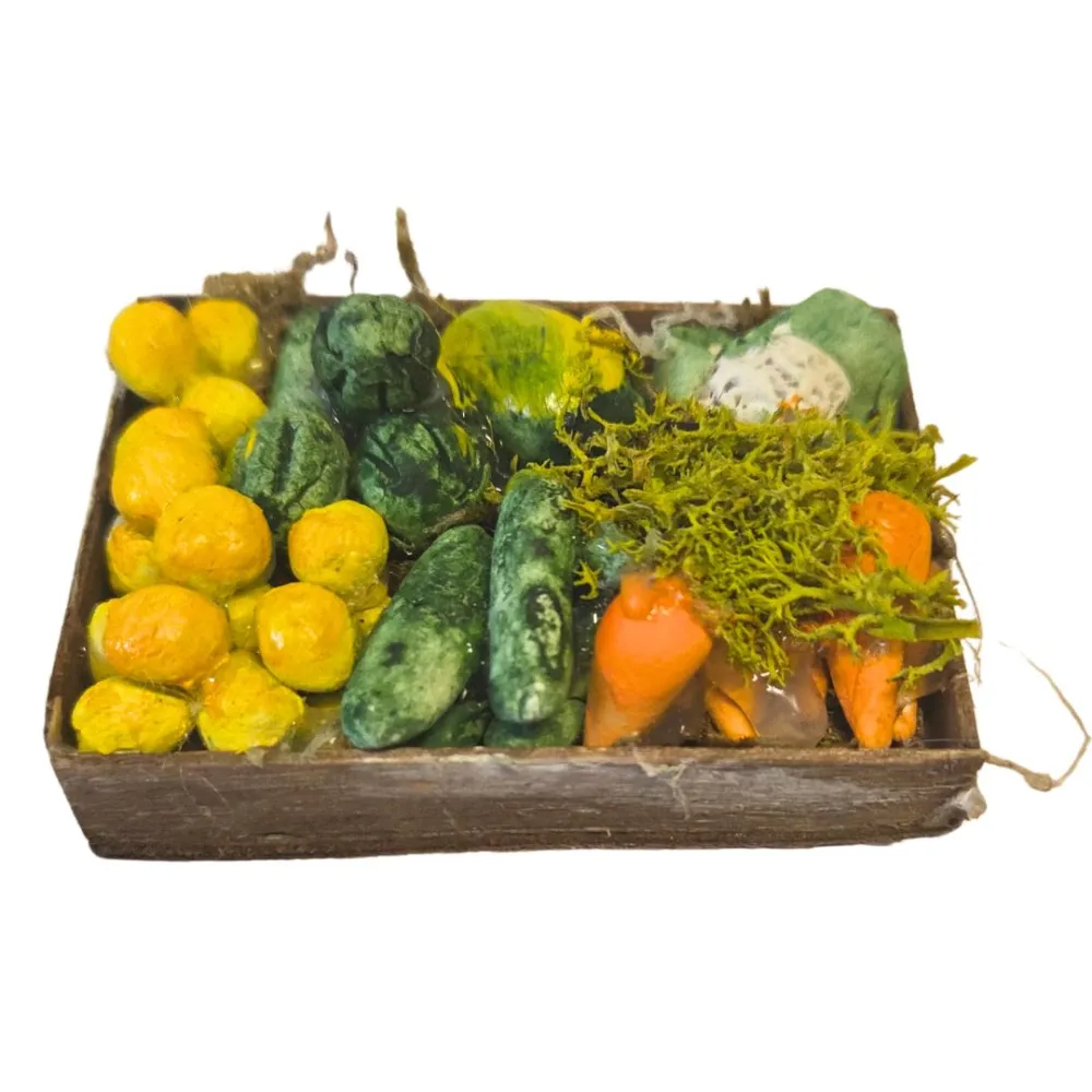 Wooden Crate with Assorted Vegetables, for 25–30 cm Nativity Figures