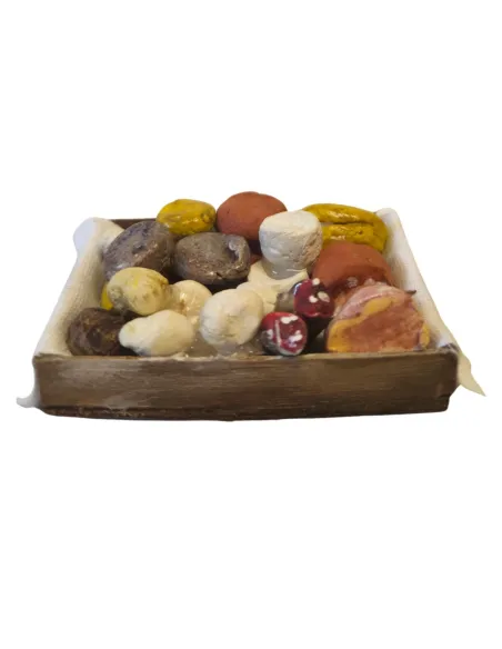 Cassetta in legno con salumi e formaggi per statue da 25-30 cm