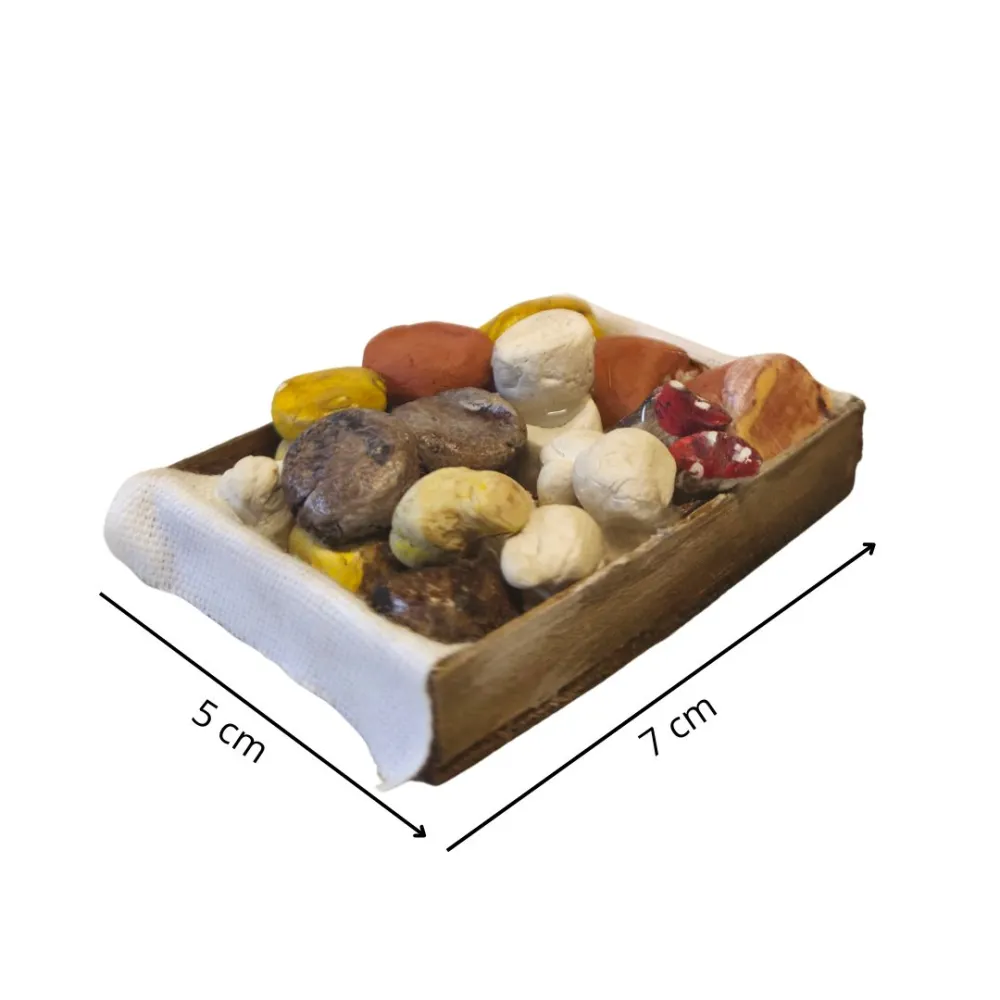 Cassetta in legno con salumi e formaggi per statue da 25-30 cm