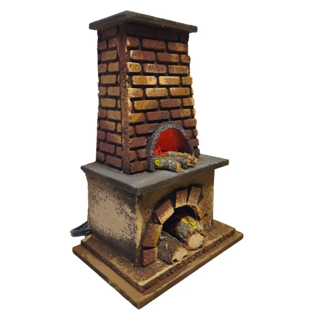 Wood and Cork Oven with Fire Effect, for 10–12 cm Nativity Figures