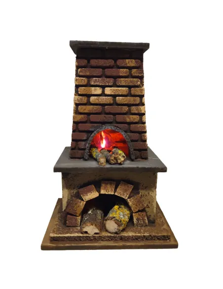 Forno in legno e sughero con effetto fuoco per statue da 10-12 cm