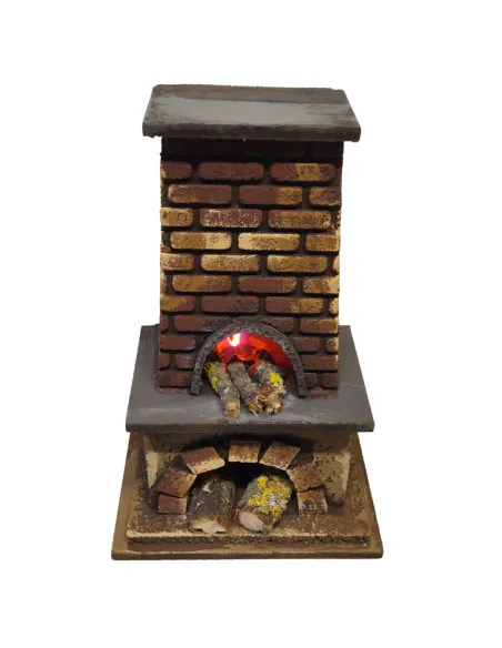 Forno in legno e sughero con effetto fuoco per statue da 10-12 cm