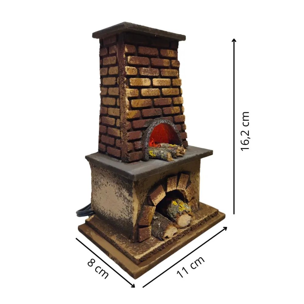 Forno in legno e sughero con effetto fuoco per statue da 10-12 cm