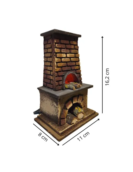 Forno in legno e sughero con effetto fuoco per statue da 10-12 cm