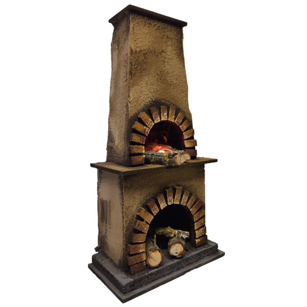 Forno in legno e sughero con effetto fuoco per statue da 18-20 cm
