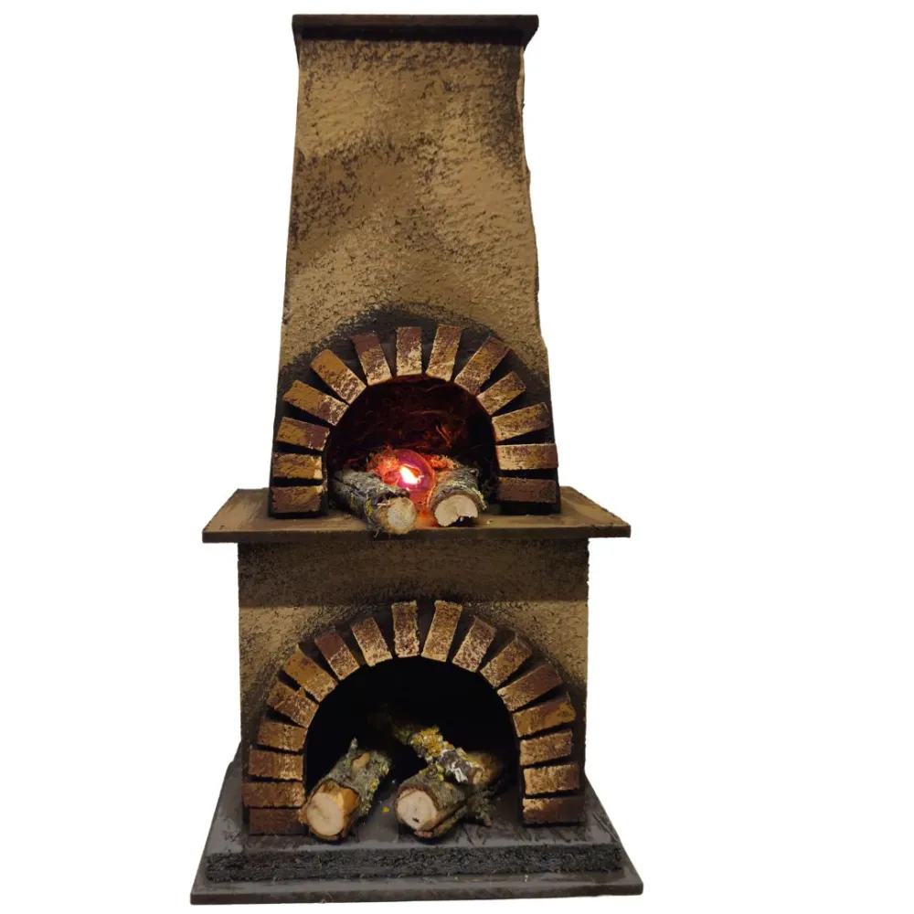 Forno in legno e sughero con effetto fuoco per statue da 18-20 cm