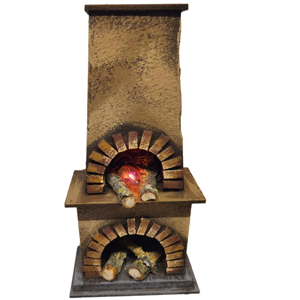 Forno in legno e sughero con effetto fuoco per statue da 18-20 cm