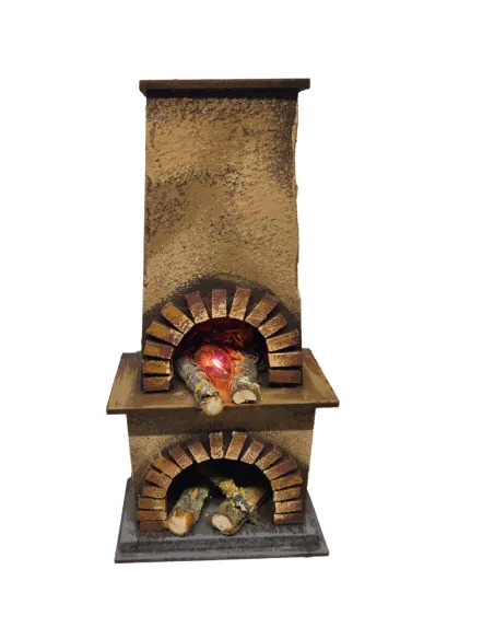 Forno in legno e sughero con effetto fuoco per statue da 18-20 cm