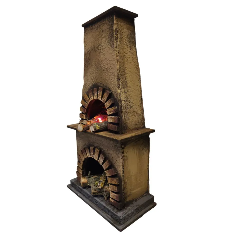 Forno in legno e sughero con effetto fuoco per statue da 18-20 cm