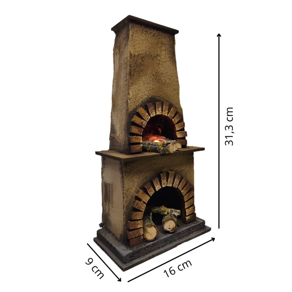 Forno in legno e sughero con effetto fuoco per statue da 18-20 cm