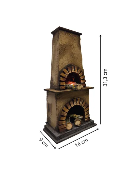 Forno in legno e sughero con effetto fuoco per statue da 18-20 cm