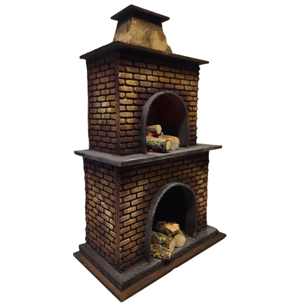 Forno in legno e sughero con effetto fuoco per statue da 28-30 cm
