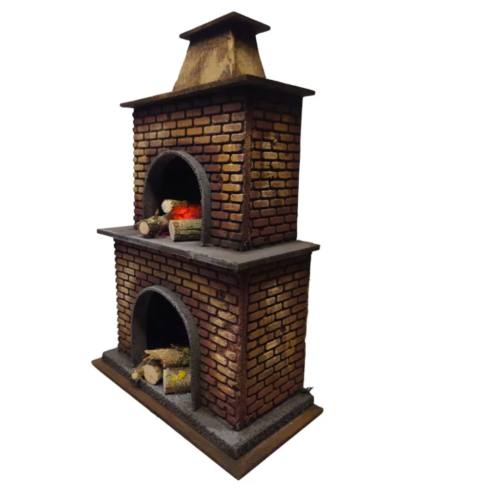 Forno in legno e sughero con effetto fuoco per statue da 28-30 cm