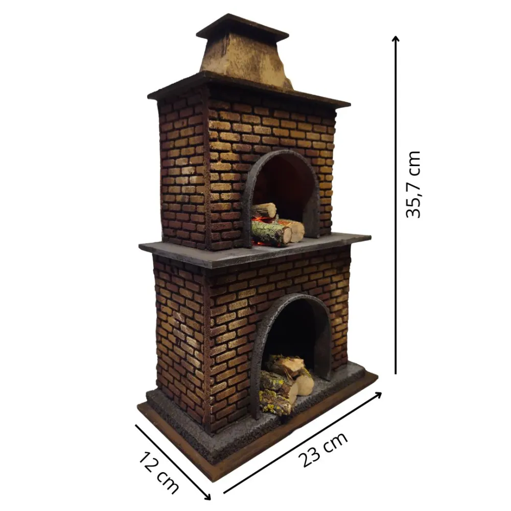 Forno in legno e sughero con effetto fuoco per statue da 28-30 cm
