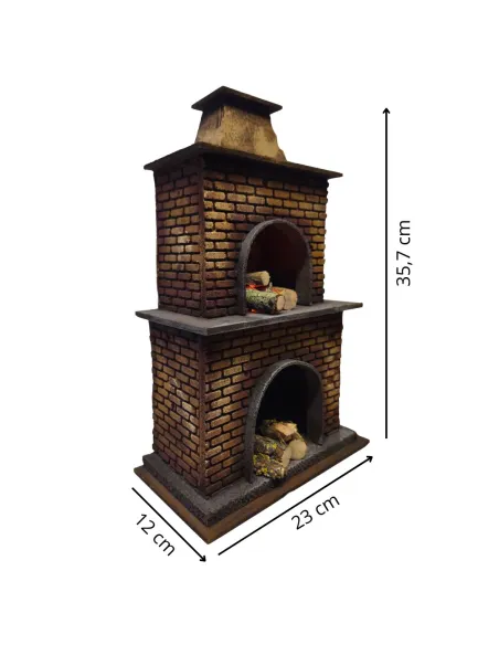Forno in legno e sughero con effetto fuoco per statue da 28-30 cm