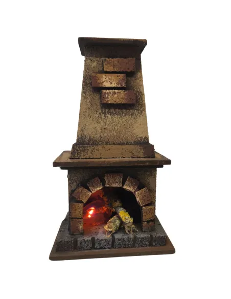 Camino in legno e sughero con effetto fuoco per statue da 10-12 cm