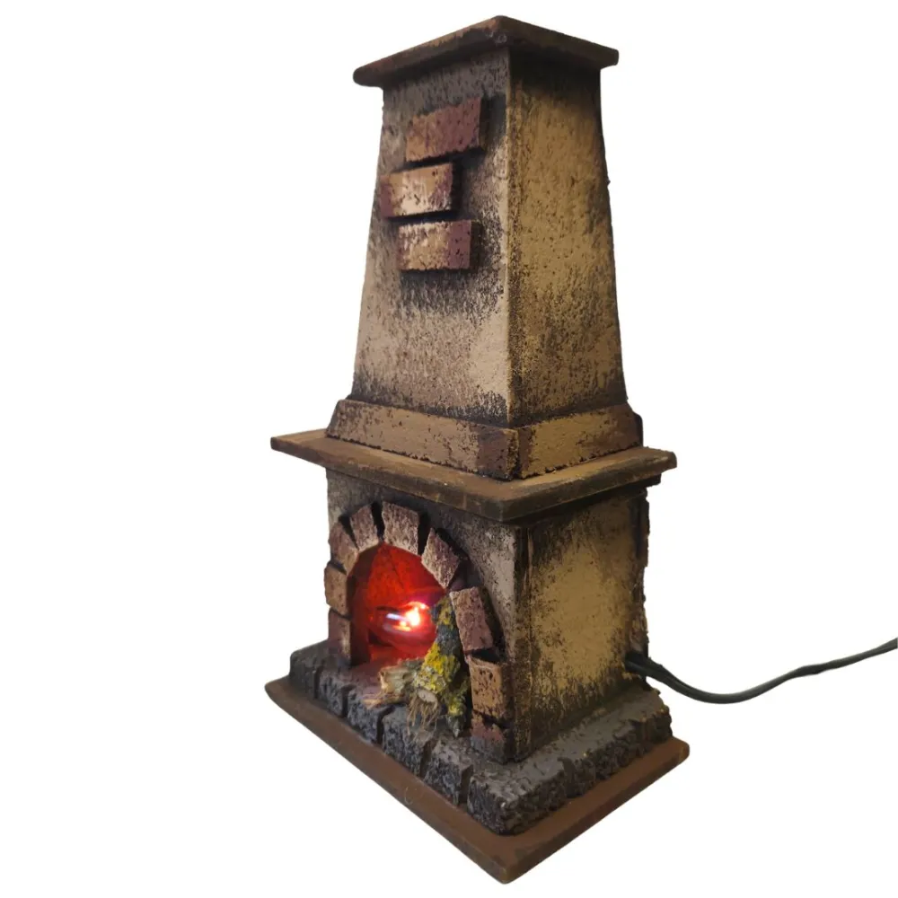 Wood and Cork Fireplace with Fire Effect, for 10–12 cm Nativity Figures
