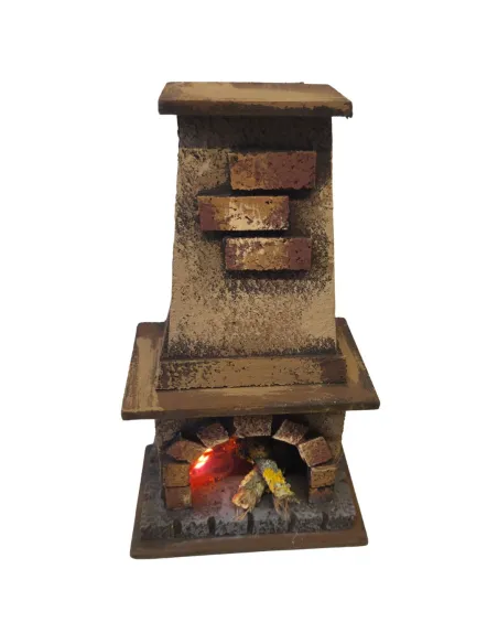 Wood and Cork Fireplace with Fire Effect, for 10–12 cm Nativity Figures